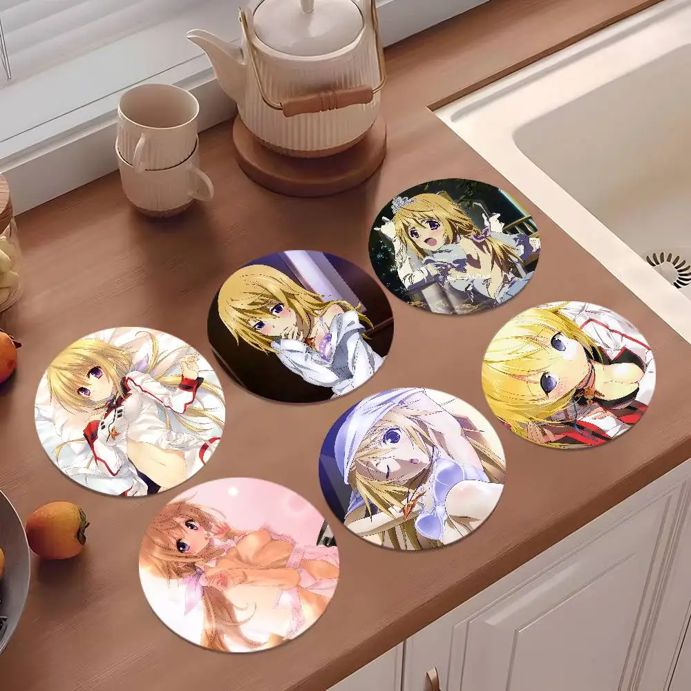 Posavasos de madera redondos de 10 cm de Charles Dunois Classic Anime Infinite Stratos CUTE, ideales para bebidas, té, café, regalo para el hogar.