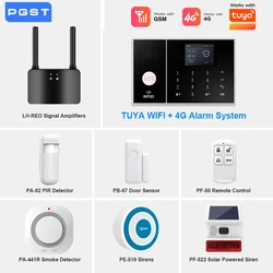 WIFI 4G GSM Alarm Burglar System Works with TUYA Smart Life App Smart Home Wireless Security for House Control for Alexa