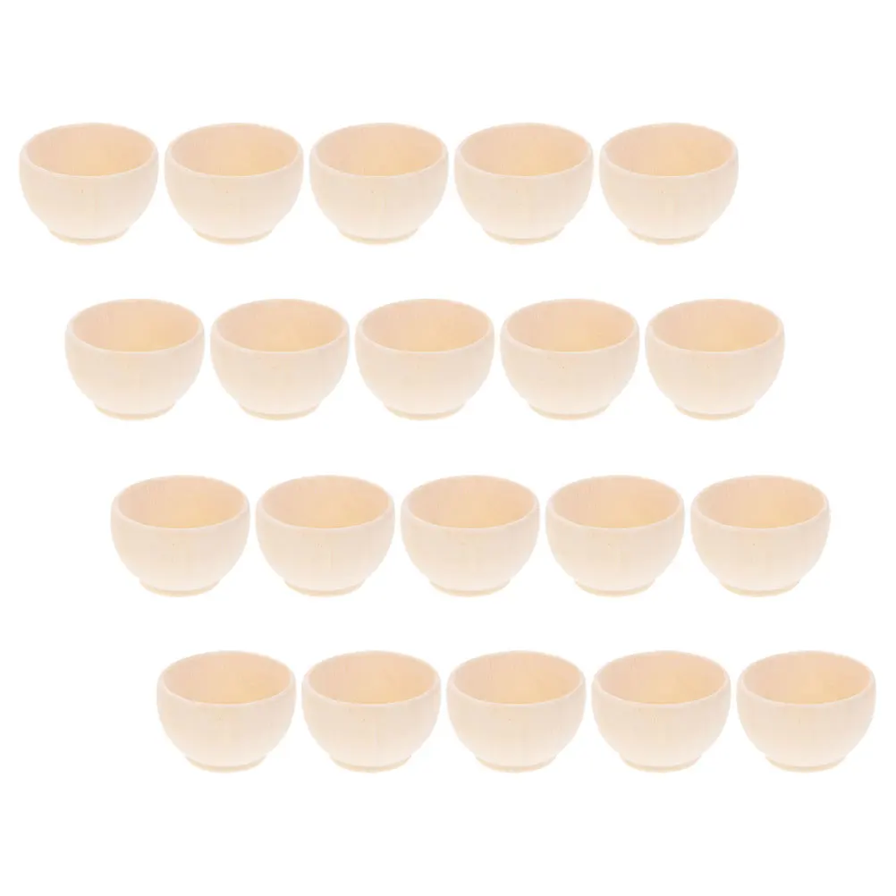 

20 Pcs Creative Painted Wooden Bowls DIY Small Blank Unfinished Natural Wood Crafts Home Decor Accessories Sewing Tools