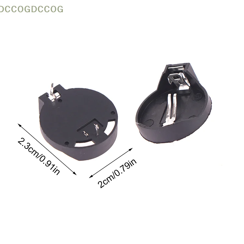 20 قطعة المقبس Cr2032 مع 2 دبابيس 3 فولت الأسود تصاعد الرصاص تحتاج لحام CR2032 حامل البطارية عملة حامل الخلية صندوق #6