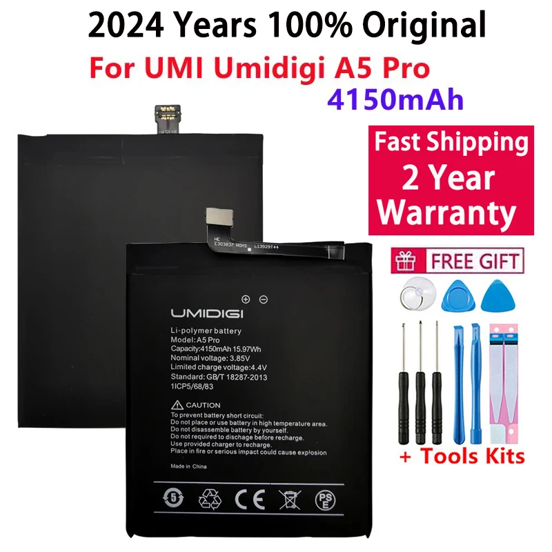 

2024 Years 100% Original High Quality 4150mAh Replacement Battery For UMI Umidigi A5 Pro A5Pro Cell Phone Batteries Bateria