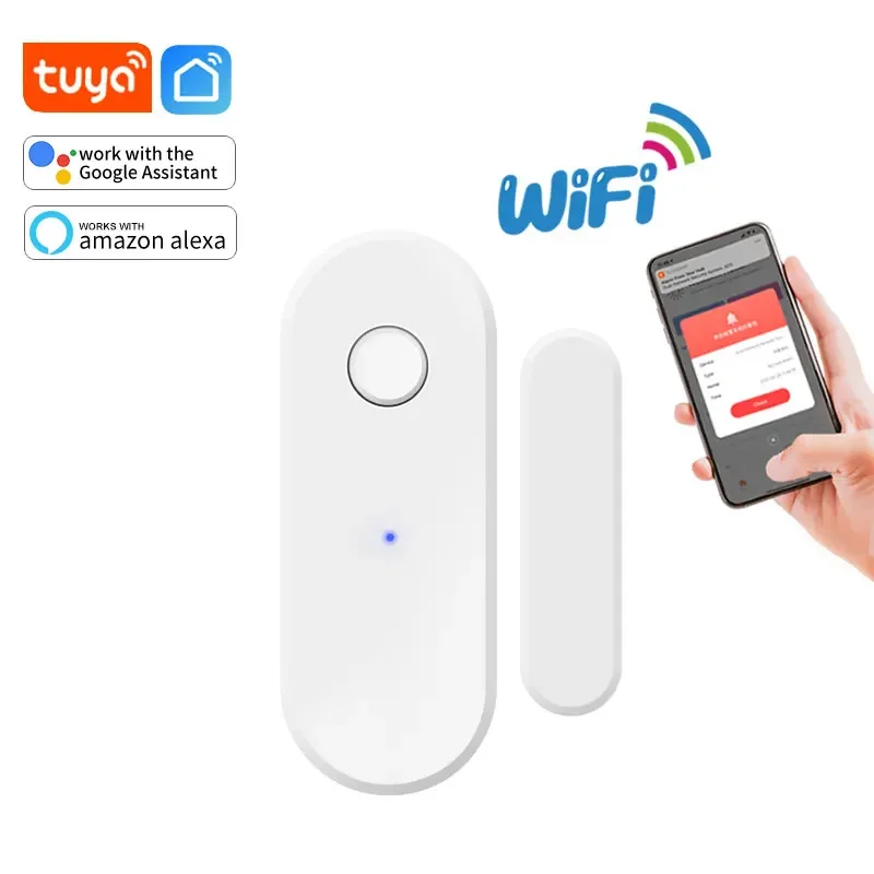 Capteur de porte Wi-Fi intelligent, détecteur d'ouverture et de fermeture de porte et fenêtre, alarme de sécurité, prise en charge d'Alexa