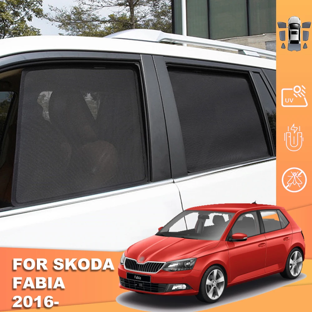 

For Skoda FABIA NJ Hatchback 2015-2022 Magnetic Car SunShade Front Windshield Curtain Rear Side Baby Window Mesh Sun shade Visor