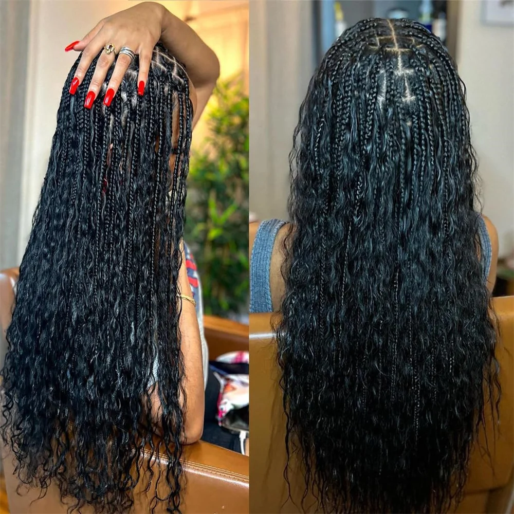 Encaracolado Boho Tranças Cabelo Humano, Massa para Trança, Sem Trama, Onda De Água Profunda