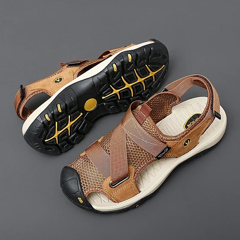 Men's Summer Beach Sandals, Soft Sole Breathable Quick-Dry Water Shoes, Roman Casual Outdoor_voghion.com