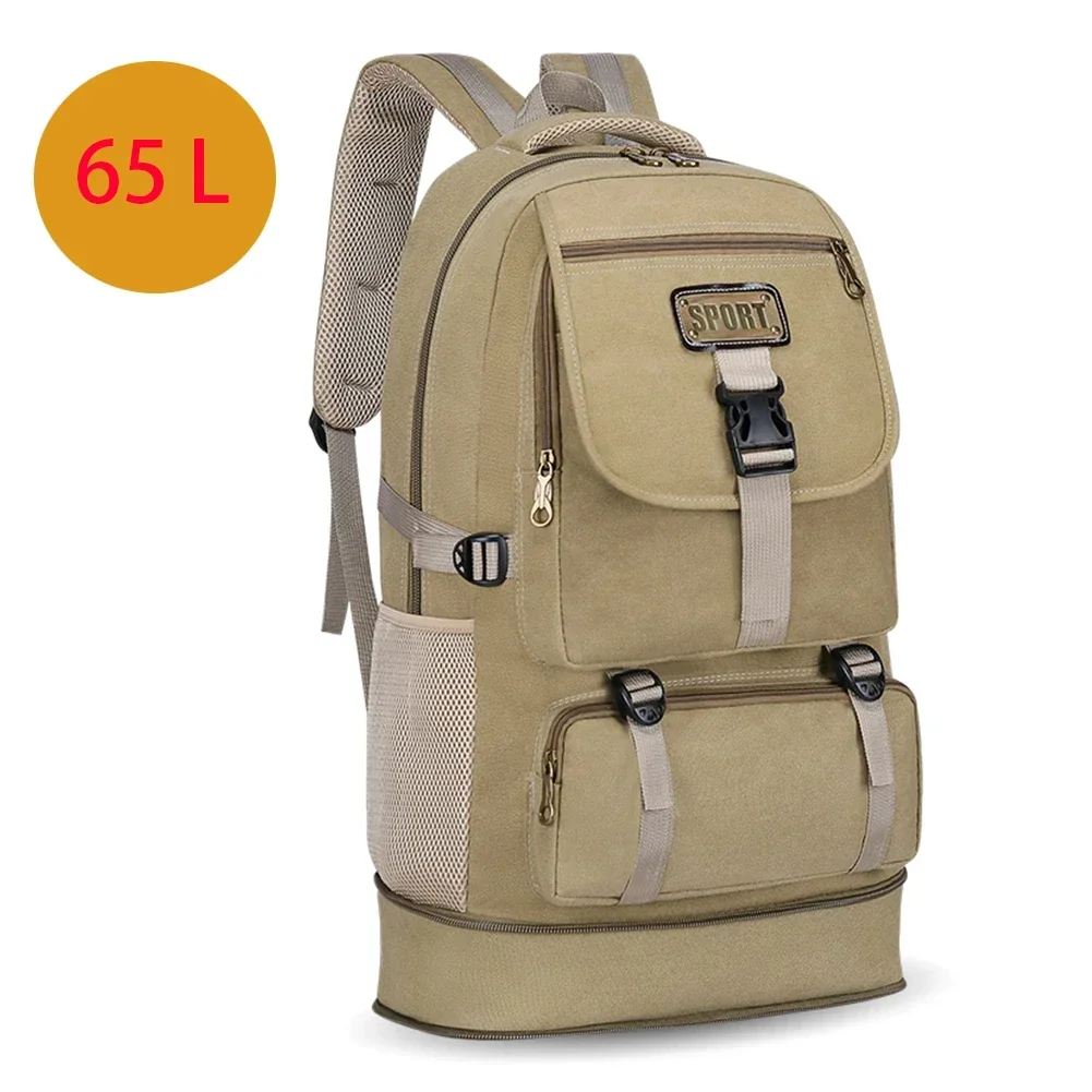 SYZM 65L Sport Canvas Backpack Men\'s Expandable Large Capacity Hiking Bag Outdoor Fishing Climbing  Camping Backpack Travel Bag