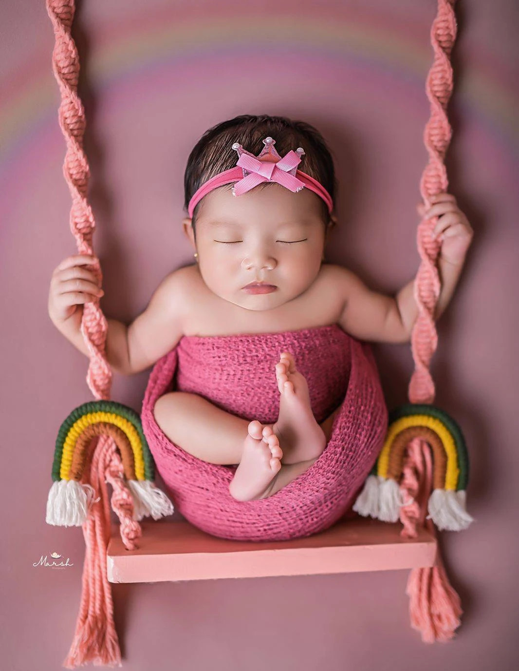 Newborn Swing Chair Photography Accessories Baby Kids Full Month Photo Props Wooden Babies Chairs Furniture