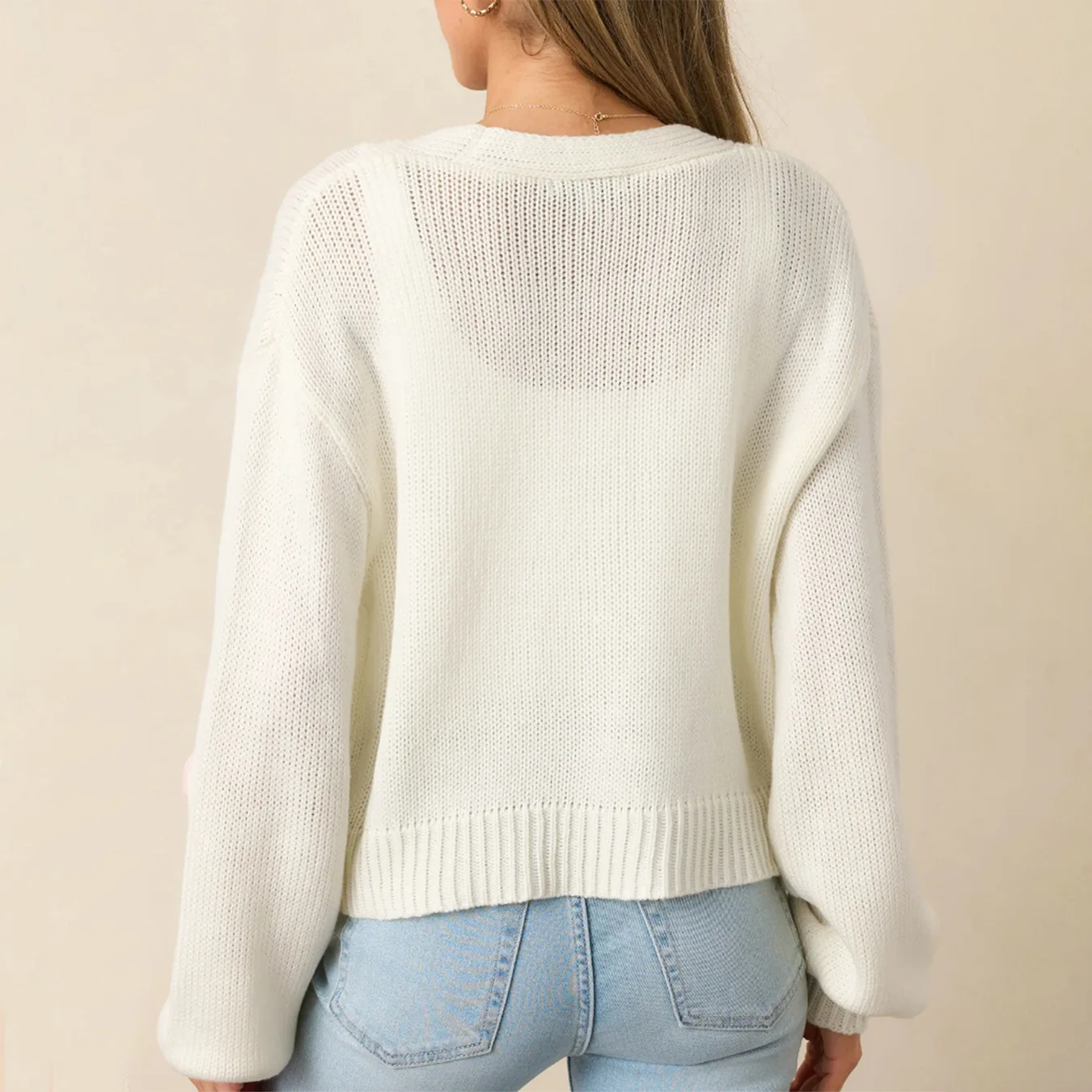 3D strawberry pattern women's elegant  2025 autumn winter new European and American cross-border button long sleeve knitwear
