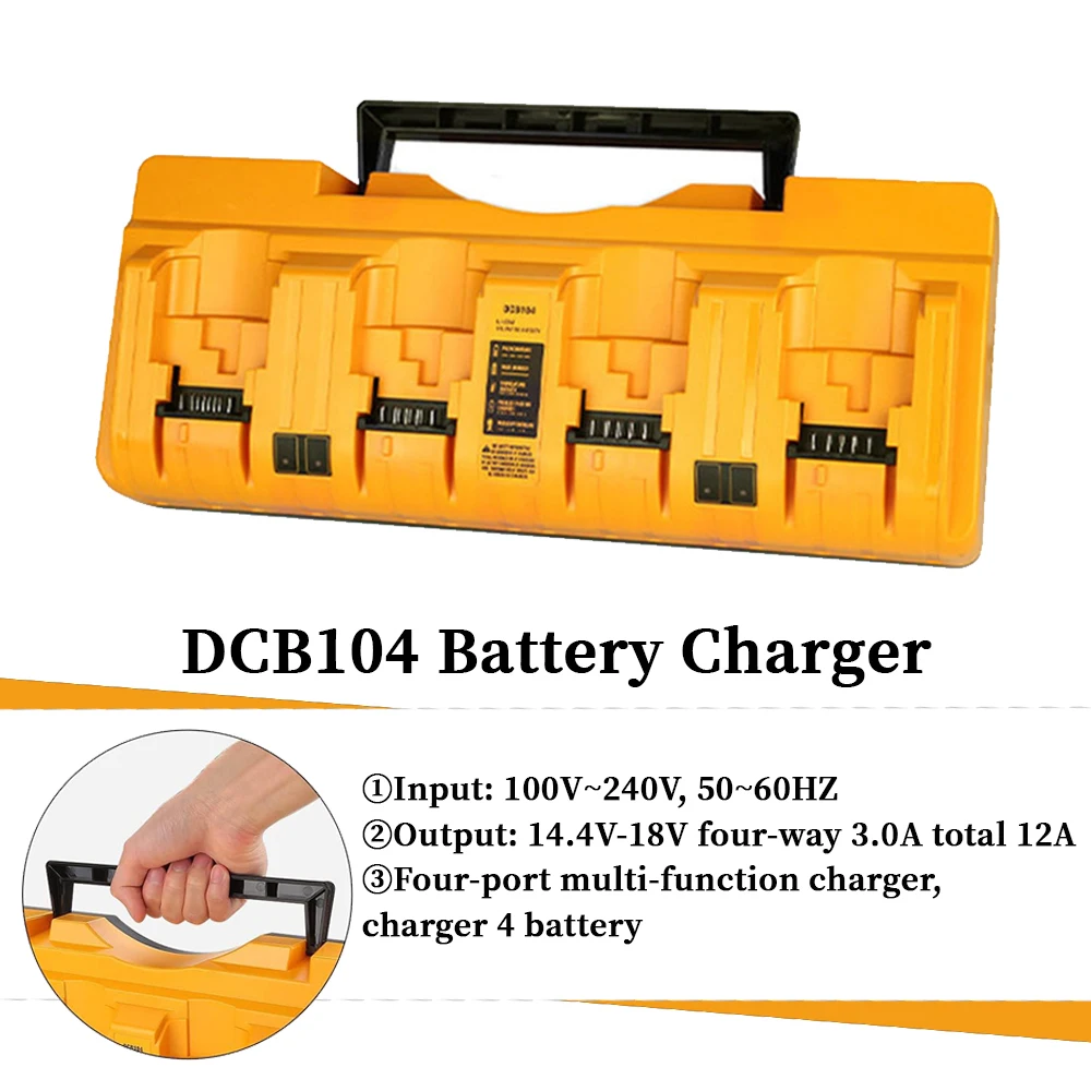 Chargeur rapide DCB104 pour DeWalt, batterie au lithium, maximum quatre pièces, 12V-20V simultanément, DCB204, DCB205