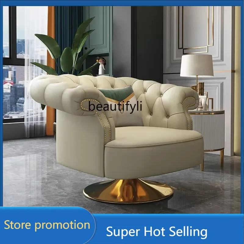 a503 Genuine leather modern living room American single sofa first layer cowhide sofa