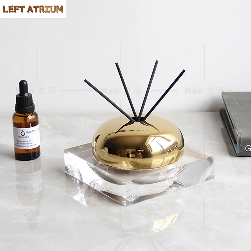 

Transparent Acrylic Aromatherapy Jar Decorative Jars Spherical Stainless Steel Storage Jar Tabletop Aromatherapy Container
