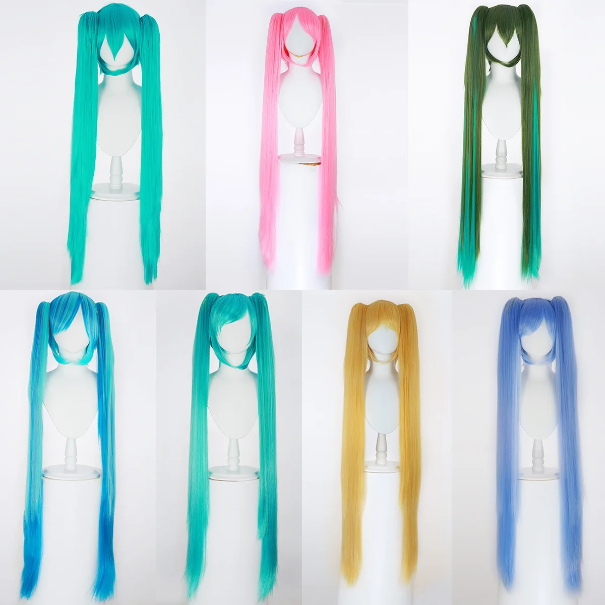 28 Colors Miku Cosplay Wig Long Heat Resistant Synthetic Hair Clip Ponytails Halloween Party Wigs + Wig Cap Snow Miku