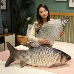 3D Simulated Grass Carp Plush Pillow Realistic Carp Doll 40 cm/60 cm Size Optional Sofa Cushion Bedroom Living Room Decoration