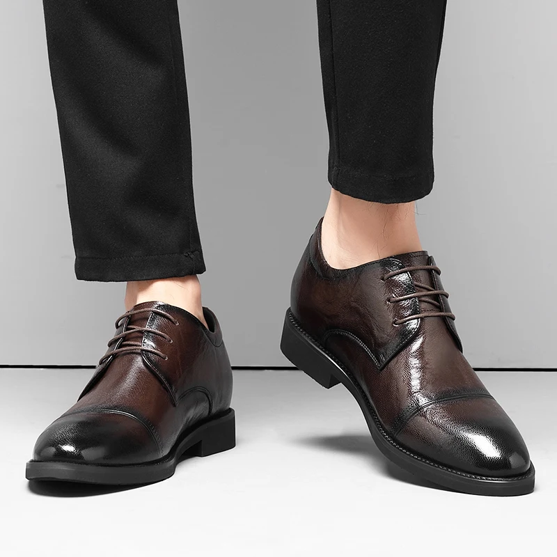 남성용 엘리베이터 신발, 비즈니스 원피스 가죽 신발,  - Oxford Brogue Leather 리뷰 및 가격