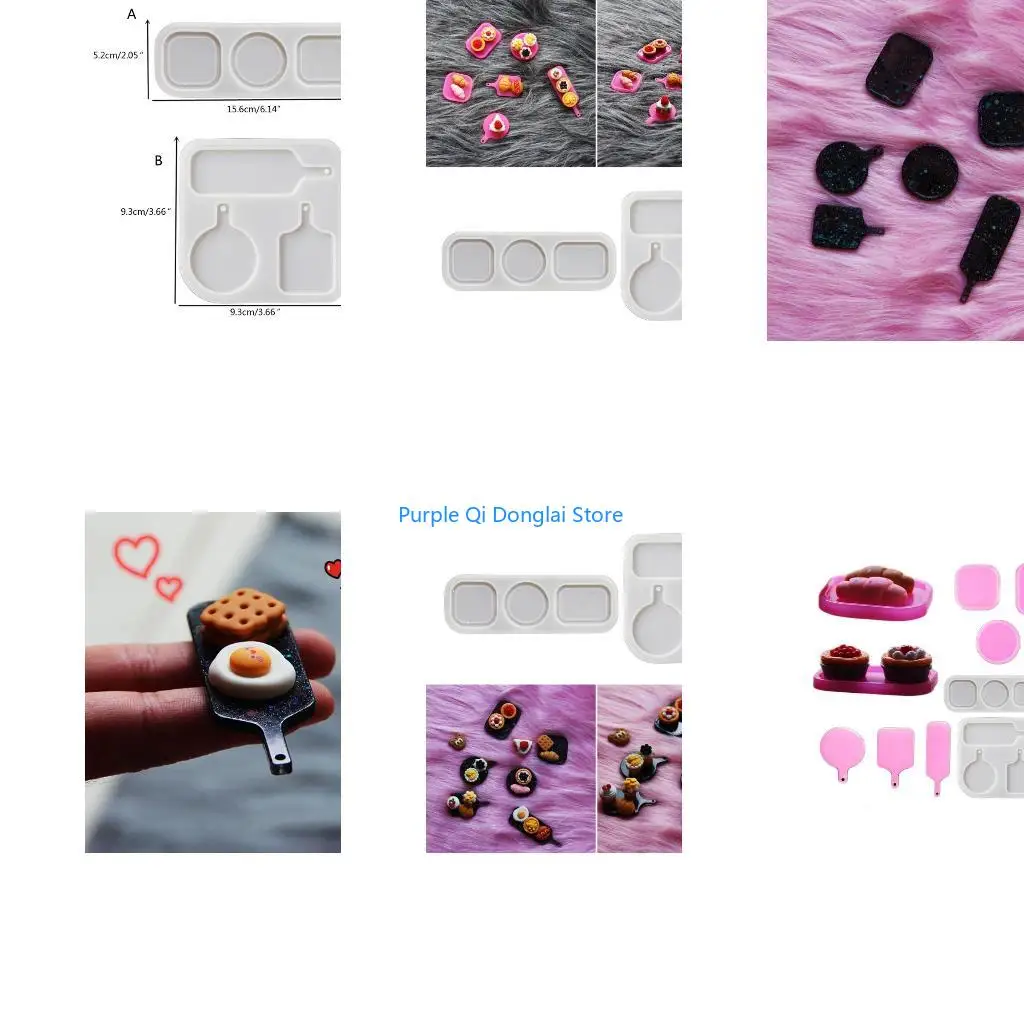 L21E Play Tray Epoxy Resin Molds Mini Plate Earring Pendant Molds with Hole for DIY