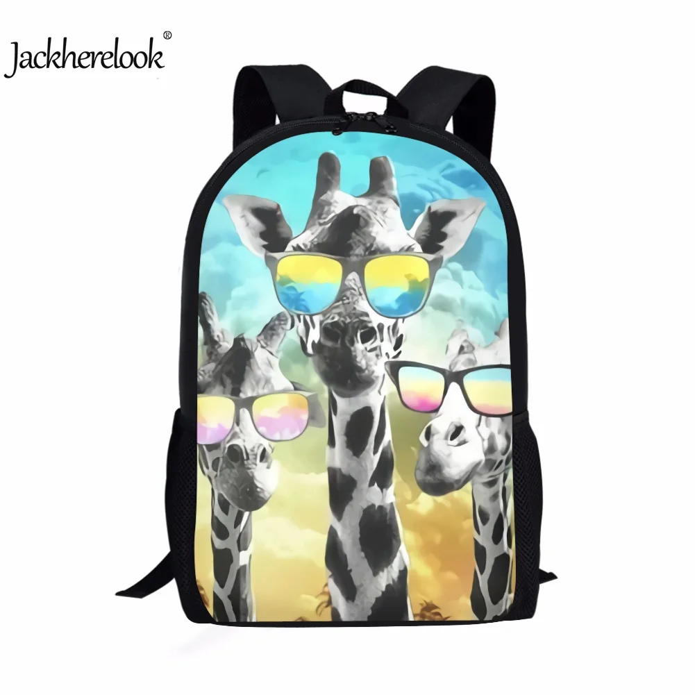 

Jackherelook Funny Giraffe Animal School Bags for Kid Boy Girl Large Capacity Students Notebook Laptop Rucksack Birthday Gifts