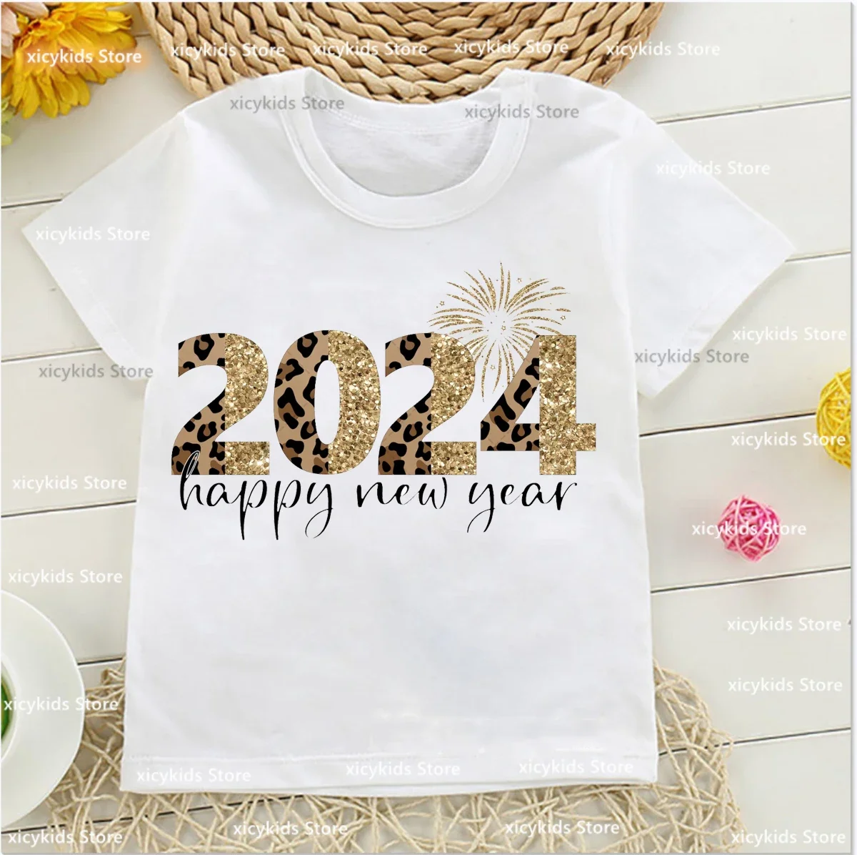 Christmas 2024 Family Tshirt  Christmas 2024 Boys T-Shirt Cute Children\'S Christmas Clothes Fashion New Year Clothes Girl Tshirt