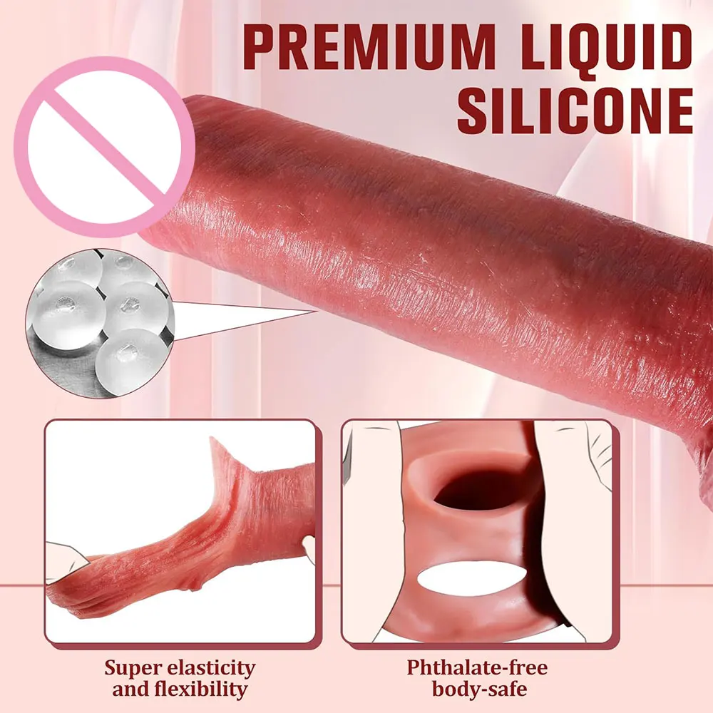 Realistic Penis Sleeve Sex Toys Handmade Lifelike Cock Sleeve Penis Extension Enlarger Male Masturbator Adult Couples Sex Toys