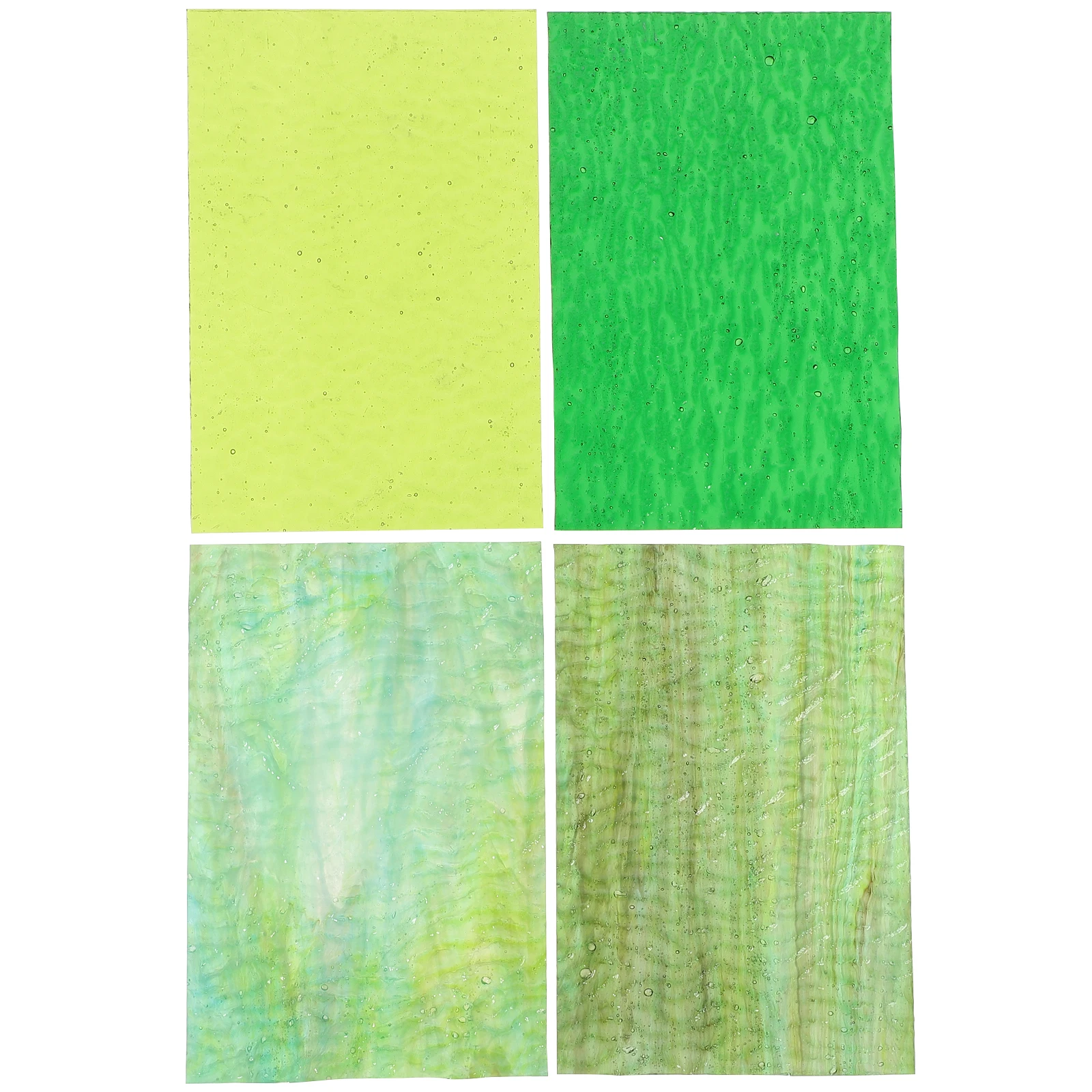 

4Pcs Handmade Craft Glass Sheets DIY Mosaics Materials Stained Glass Pieces Decor for Projects Cathedral Style Ripple Design