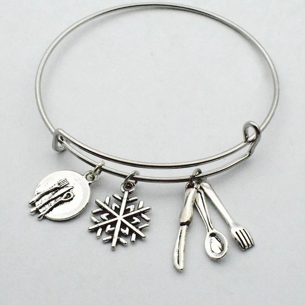 100 Stück Geschirr-Anhänger, DIY-Löffel, Gabel, Schüssel, Schmuckzubehör für Halskette, Armband, Charm, Handwerk, Schmuck, Anhänger-Zubehör