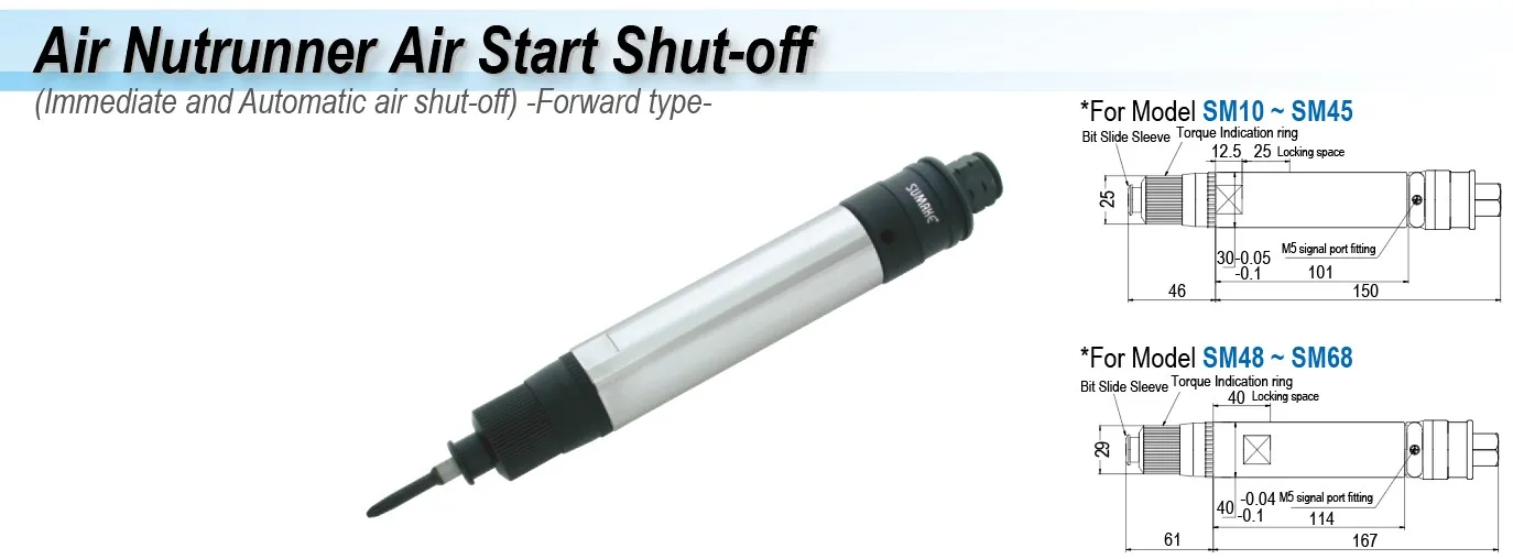 Air Start Shut off Pneumatic Screwdriver & Nutrunner 0.05-28Nm Torque Rear Exhaust Production Line Use 1 Year Warranty