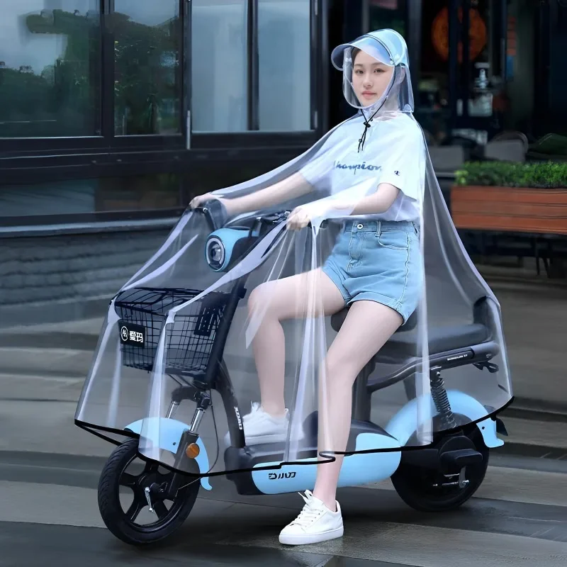 Specialized Folding Raincoat Electric Riding Fully Transparent Raincoat Thickened and Enlarged Full Body Integrated Raincoat