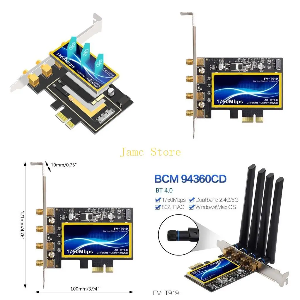LX0B Bluetooth-kompatibel 4,0 PCI-e Drahtlose Netzwerk Karte BCM94360CD WiFi Empfänger 17
