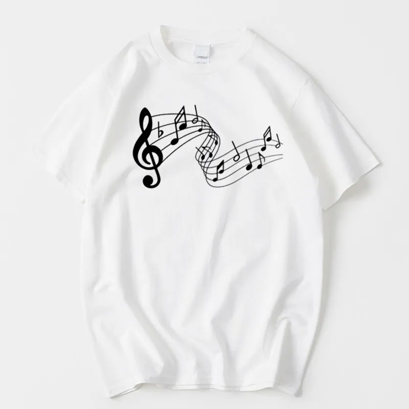 Five Line Music Symbol Printed Fashionable Women's Short Sleeved Summer New Personalized Casual T-shirt