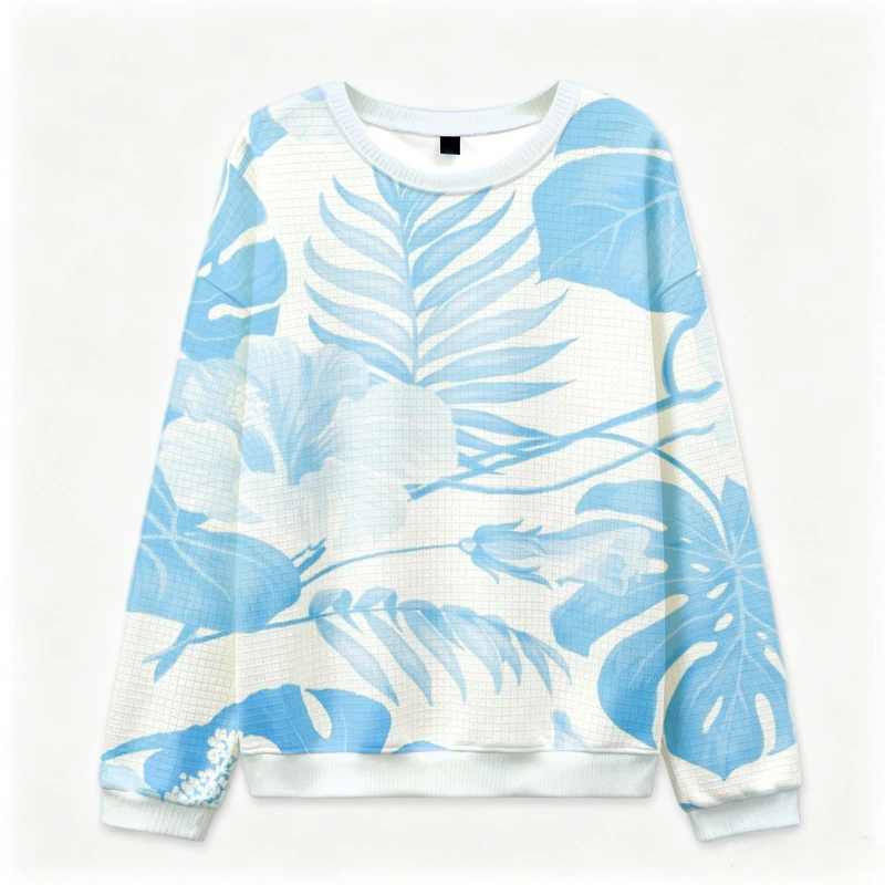 Holiday Autumn Plant Printed Sweatshirt Casual Loose Long Sleeve Chic Top Plus Size Texture Fabric Pullover Male Beach Clothes