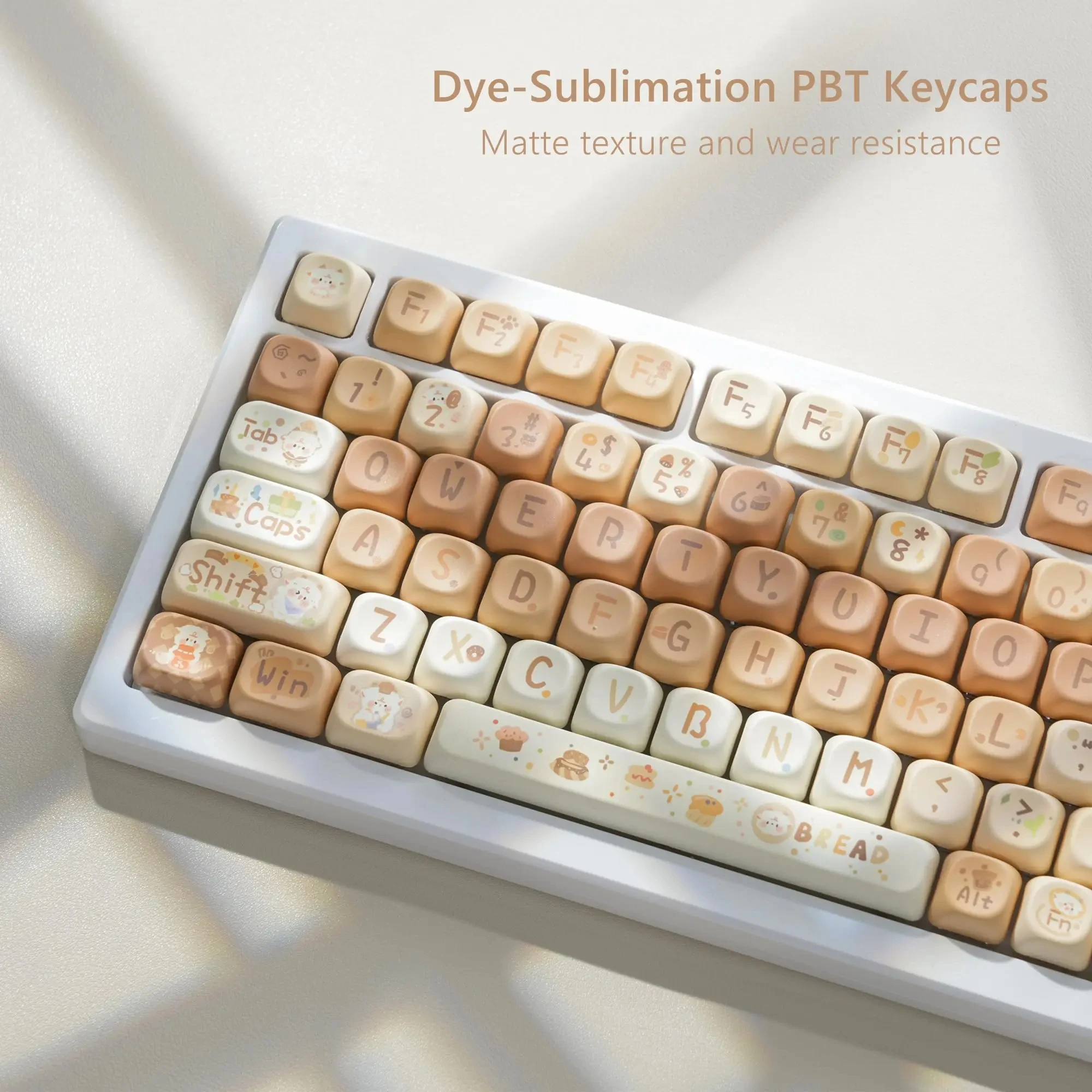 Imagem -02 - Teclas Moa Perfil Café Cordeiro Pbt Keycaps Alfândega Corante Sub Teclas para 61 87 104 Cereja mx Switch Teclado Mecânico de Jogos 130