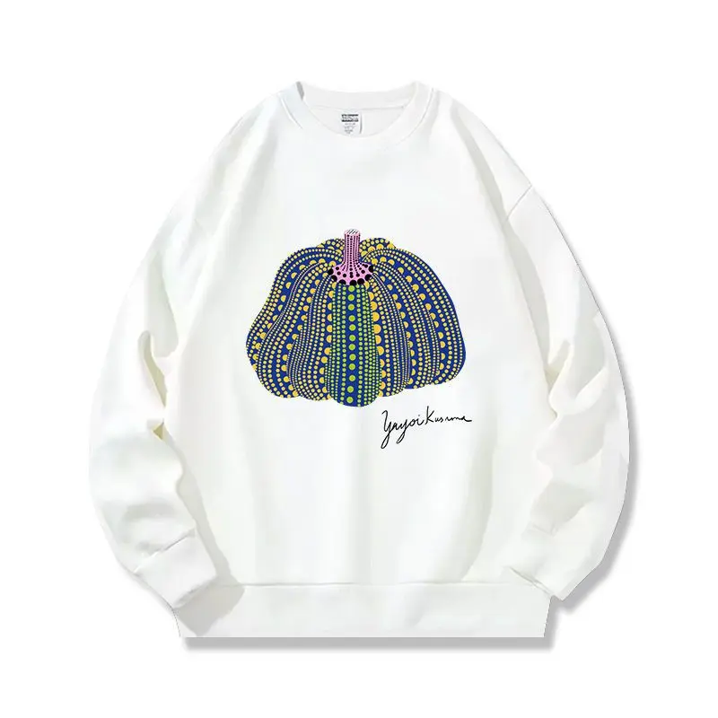 

2026, новая модная толстовка с круглым вырезом в горошек и тыквой, мужская осенне-зимняя куртка художника, свободный термотоп больших размеров