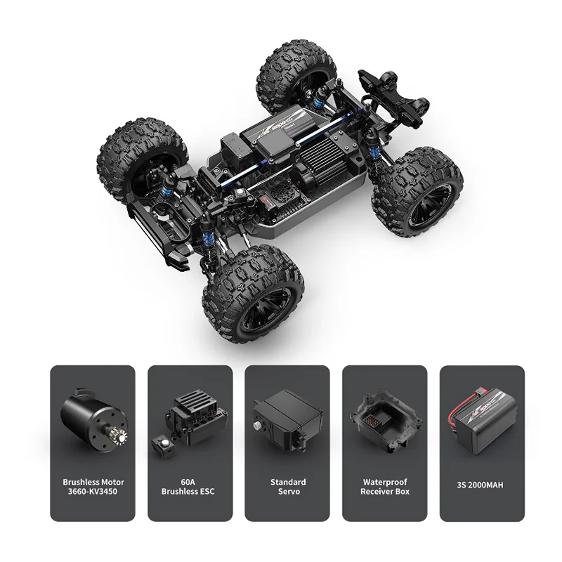 MJX 1:12 ใหม่ 12212 สี่ล้อไดรฟ์รีโมทคอนโทรลแบบไม่มีแปรงรถ 58 กม./ชม.รถบรรทุกมอนสเตอร์ RC 3S รีโมทคอนโทรลความเร็วสูงรถ RTR