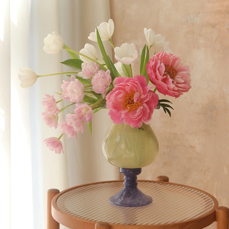 

Глазурованная ваза в средневековом стиле, цветочная композиция, декоративное украшение, ТВ-шкаф, крыльцо, дом, простой ретро-фиолетовый цветок Фентона, utensis