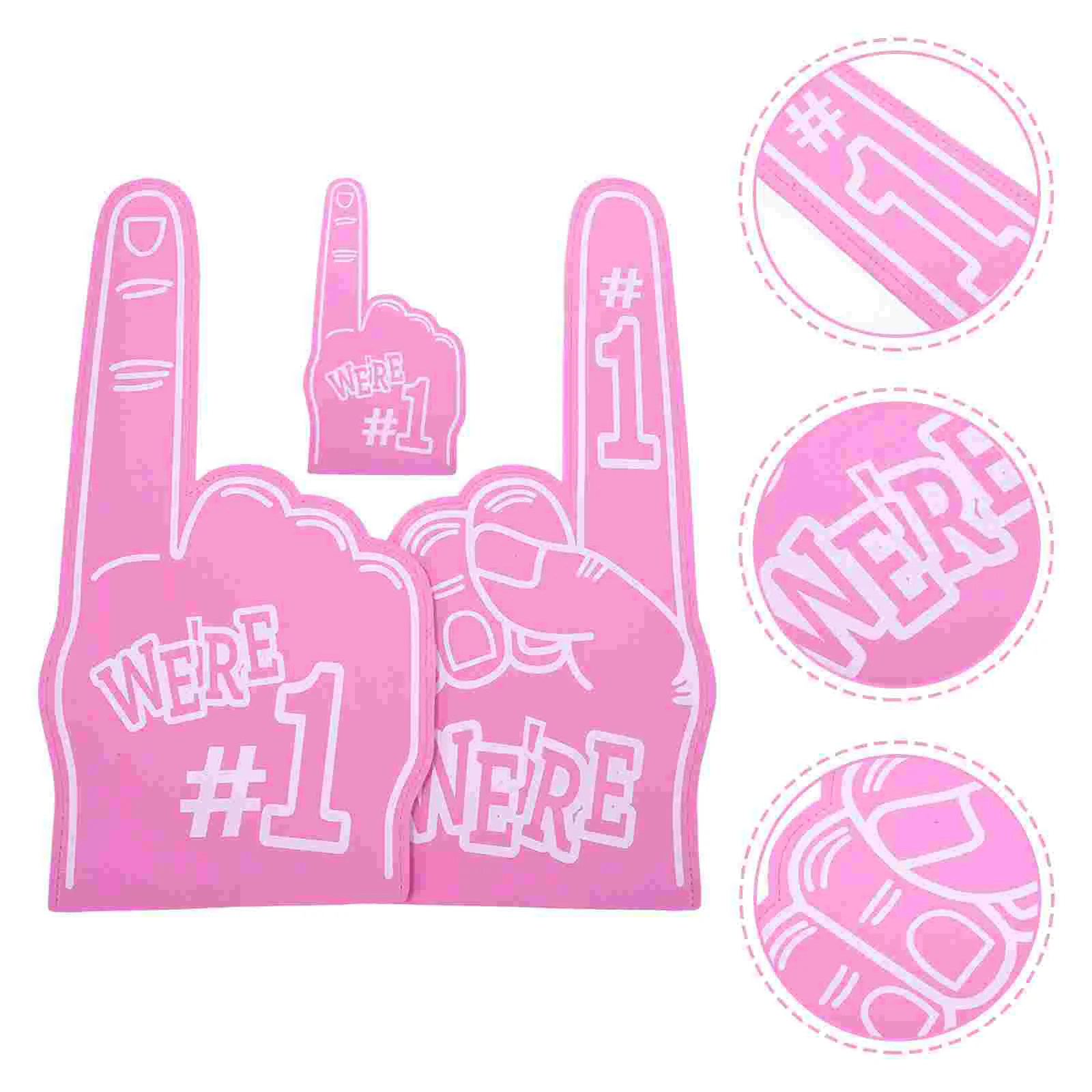 

3 Pcs Cheering Clapper Foam Finger Cheerleading Giant Hands Bulk Party Toys Prop Pink Fingers for Sports Child