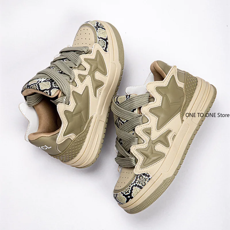 Men Women Sneakers Plus Size 41 42 Women's Casual Shoes Stars Chunky Sneakers Woman Thick Sole Sport Shoes Bread Shoes