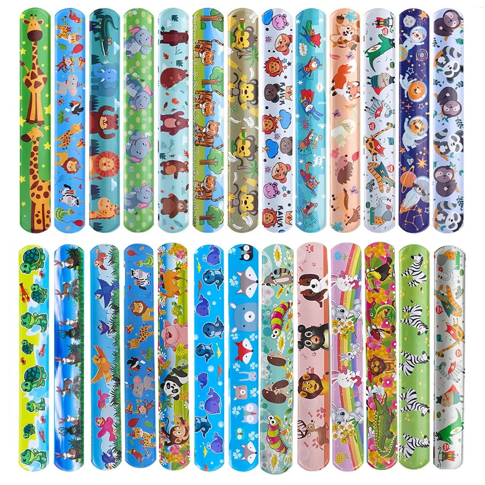 

12Pcs Animals Slap Bracelets Snap Bracelet Wristband for Party Favors Basket Bag Filler School Prizes Birthday Gifts