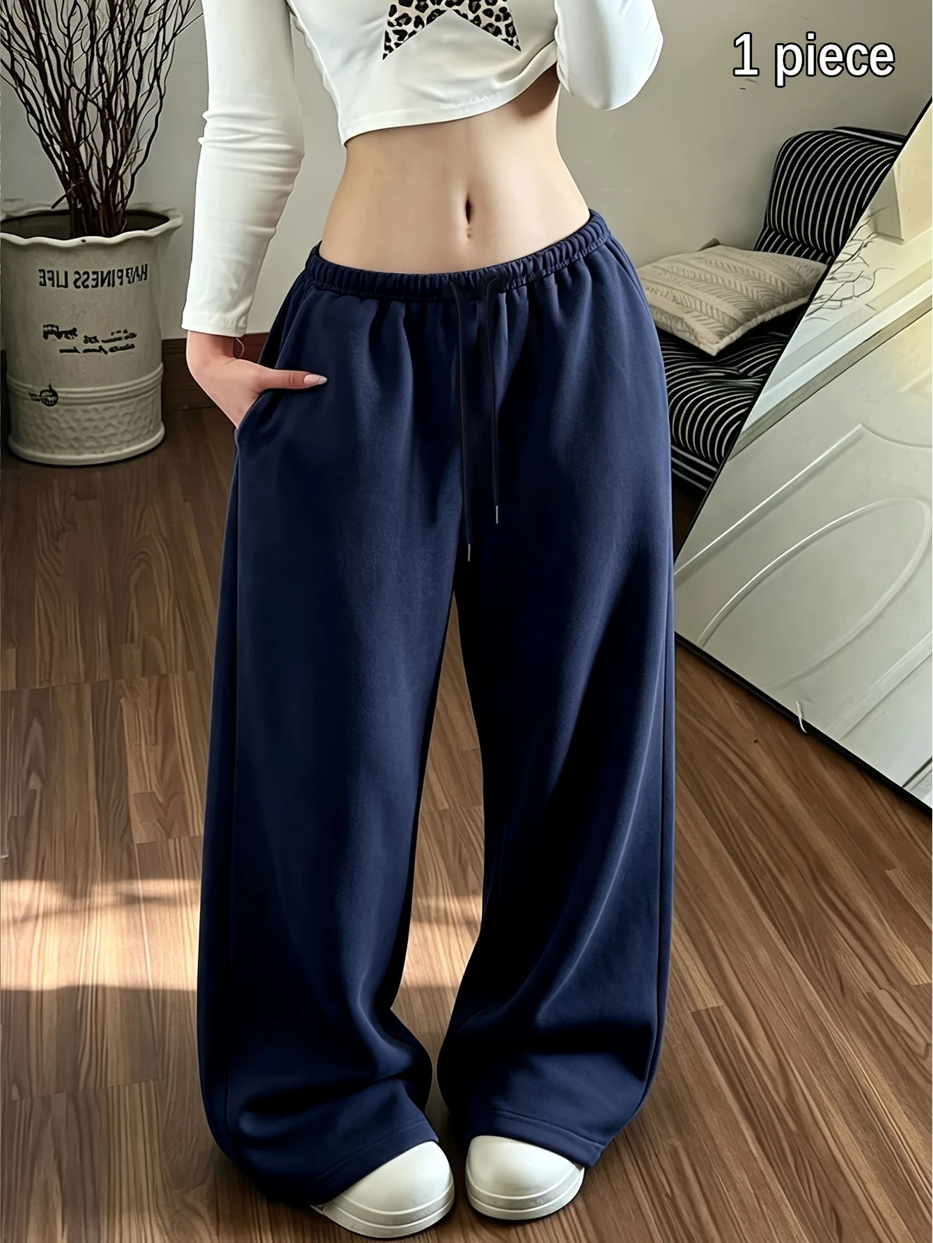Autumn Winter Fleece Lined Women'S Long Pants, Fashionable Easy Age-Reducing Design All-Match Casual Loose Trendy