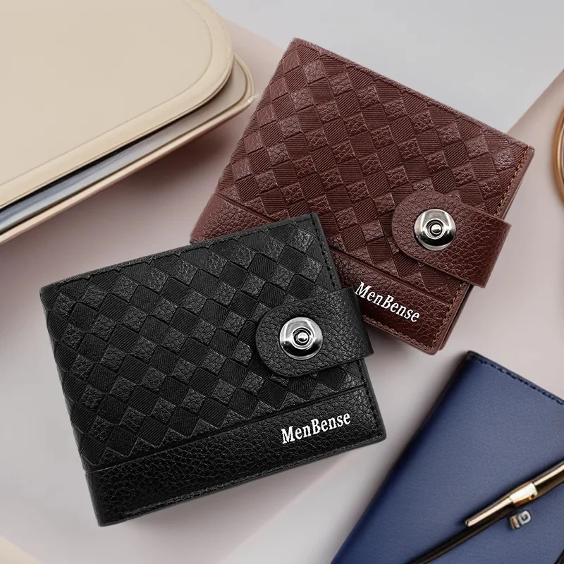Мужской кошелек с бриллиантами, короткая магнитная кнопка, карман для монет, противоугонный многофункциональный кошелек, легкий мужской молодежный кошелек из искусственной кожи