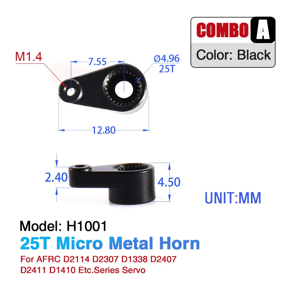 25T Mikro-Metall-Hornarme aus Aluminiumlegierung, DIY-Montage-Upgrade für AFRC D2114 D1338 D2307 D1410 D1802MG-Serien-Servos – Detail 1