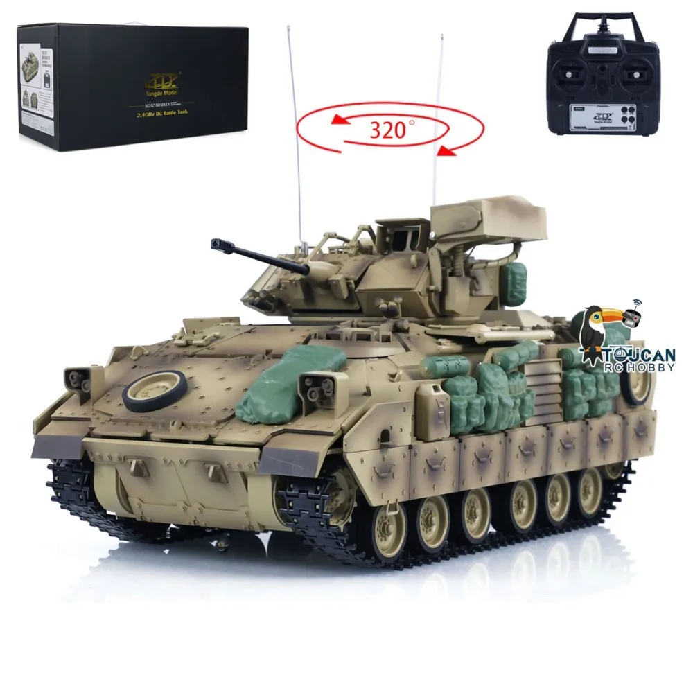 Tongde 1/16 RC Tank M2A2 Bradley Infrared Barrel Recoil Electric Toy Model Non-BB for Safe Combat Fun