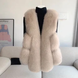 Chaleco de piel de zorro entera para mujer, abrigo integrado de piel fina de pelo real para jóvenes, moda reductora de edad, 2024