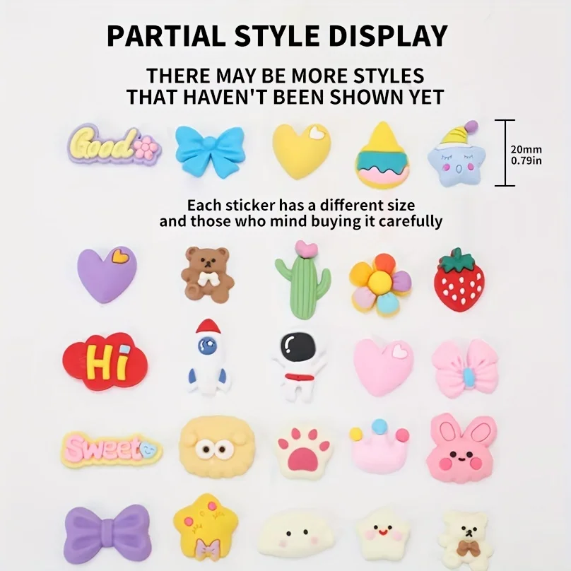 20/50pcs 3D soft adhesive sticker with plastic box packaging  Cup Cooling 3D Stereo Cute Cartoon DIY Fridge Sticker Phone