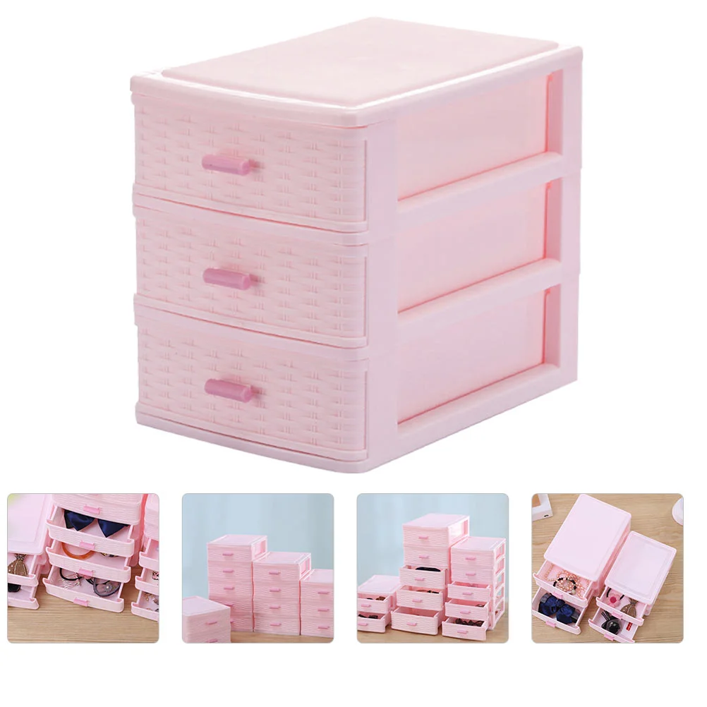 

Desktop Storage Box Dormitory Cabinet Drawer Cosmetics Case Organizer with Lid Jewelry Makeup Stationery