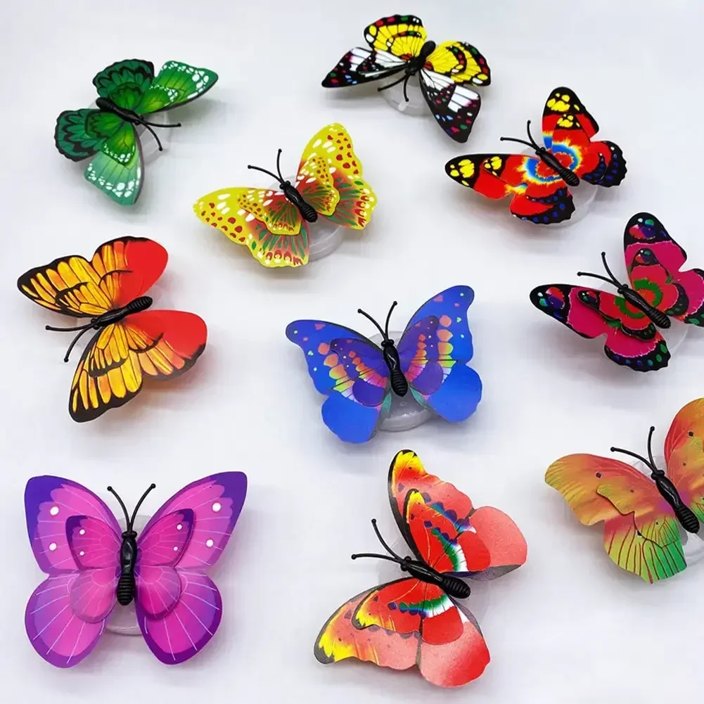 Luci notturne a farfalla a doppio strato lampada da parete decorativa a Led pastabile con luce a farfalla luminosa colorata creativa