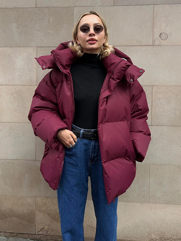 Cotton Padded Jacket 2024 Autumn Winter New Hooded Puffer Parka Outerwear Harajuku Streetwear Loose Coat For Women