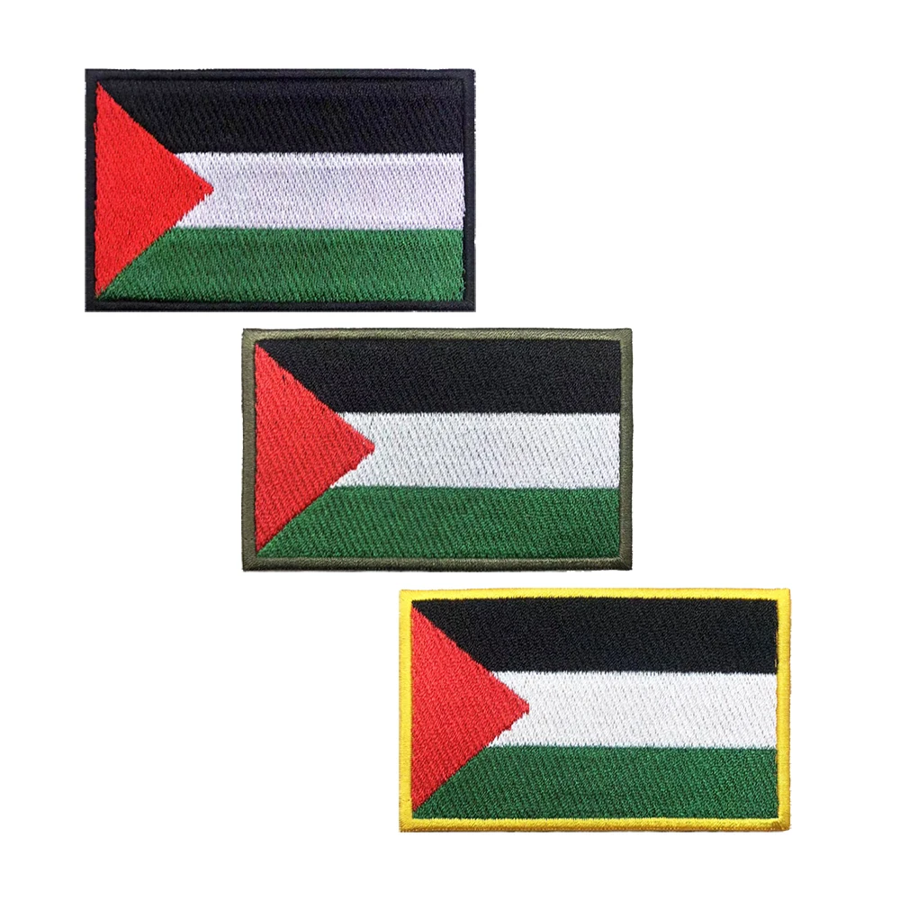 1PC Palestinian flag Palestine Patch Stripes Badge Tags Chevrons Military Armband Iron On Or Hook Loop Embroidered