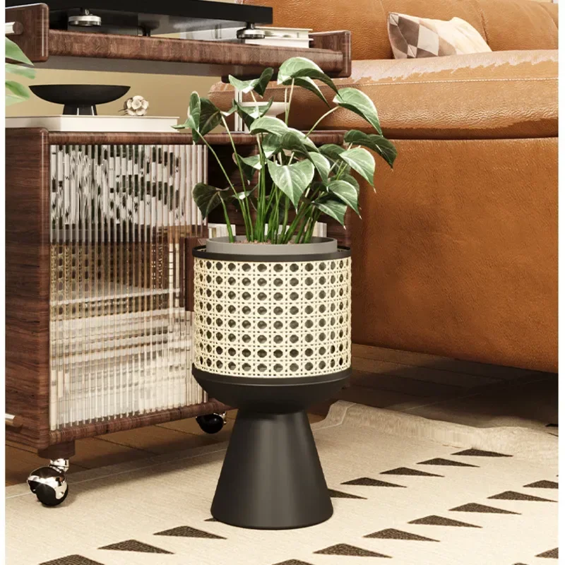 

Ins Japanese Plant Stand Iron Imitation Rattan Flower Holder Creative Living Room Metal Rack Versatile Scene Indoor Gardening