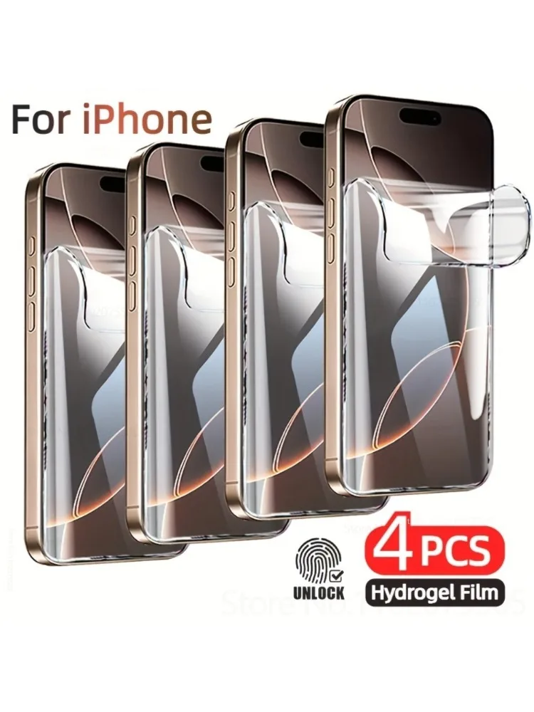 Film de Gel d'eau haute définition, 4 pièces, pour IPhone 17 Promax 14 Plus 11, protecteur d'écran Mobile 13 Promax 15 16 Promax Xs 12Mini 16E