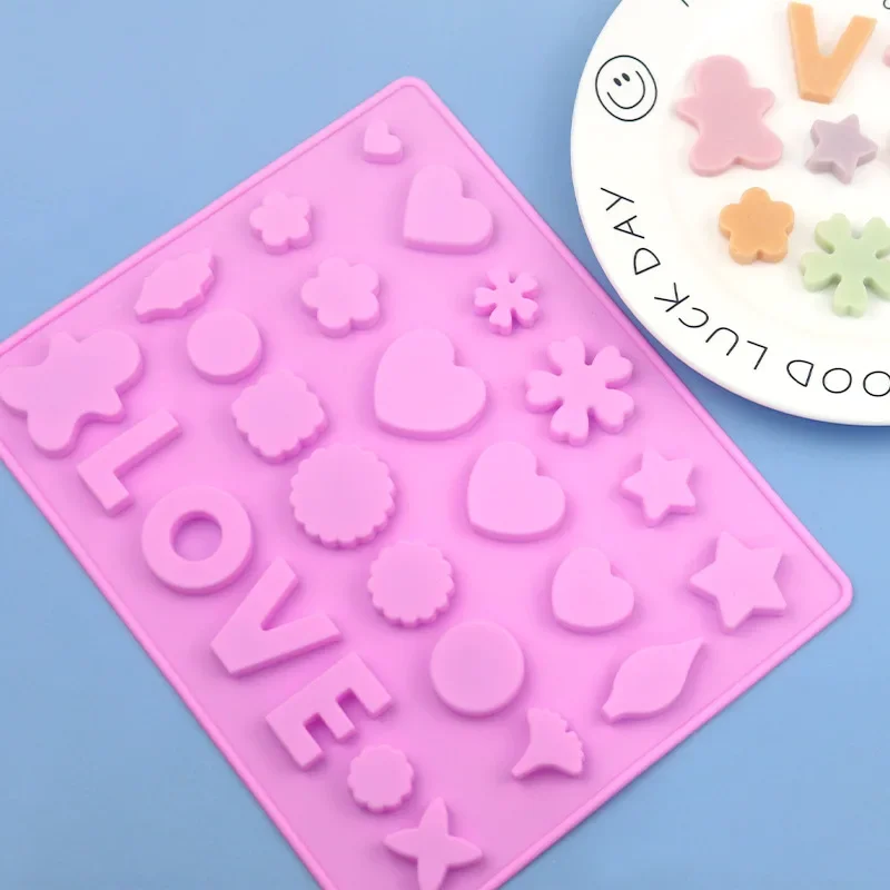 Love English Alphabet Flower Silicone Chocolate Mold, Ice Grid Mould XG118