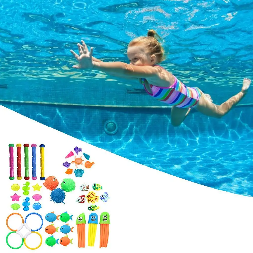 Conjunto de plástico para natación y buceo, juguete divertido para piscina, 43 piezas B